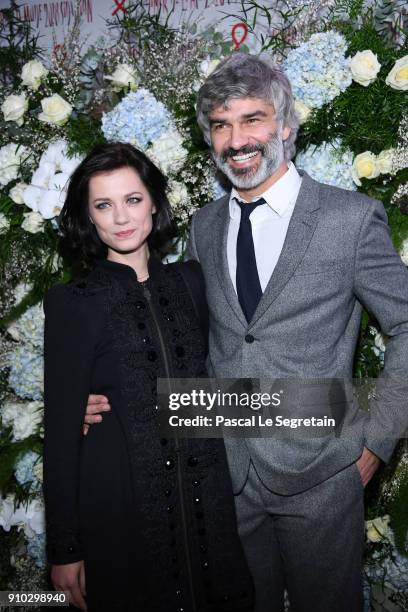 Francois Vincentelli and his wife attend the 16th Sidaction as part of Paris Fashion Week on January 25, 2018 in Paris, France.