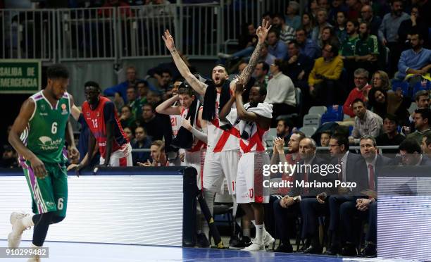 Baskonia Vitoria Gasteiz celebrating a basket during the 2017/2018 Turkish Airlines EuroLeague Regular Season Round 20 game between Unicaja Malaga...