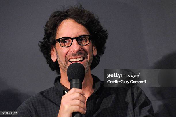 Filmmaker Joel Coen promotes "A Serious Man" at the Apple Store Soho on September 22, 2009 in New York City.