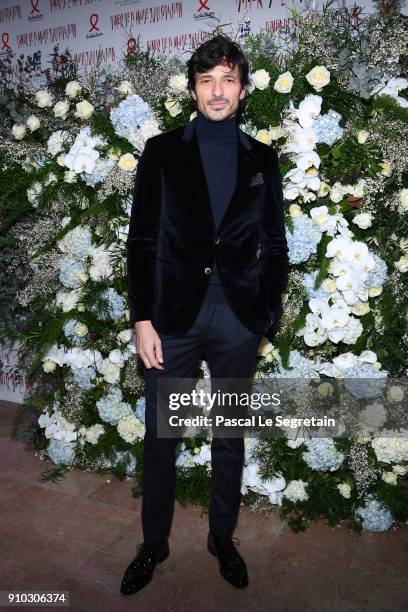 Andres Velencoso Segura attends the 16th Sidaction as part of Paris Fashion Week on January 25, 2018 in Paris, France.