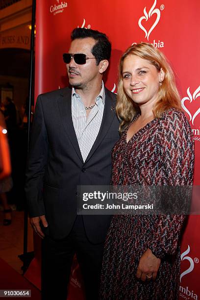 John Leguizamo and wife Justine Maurer visit Grand Central Terminal for the "Discover Colombia Through It's Heart" exhibit on September 22, 2009 in...