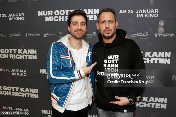 Oezgur Yildirim and Moritz Bleibtreu attend the 'Nur Gott kann mich richten' Screening at Cubix Alexanderplatz on January 25, 2018 in Berlin, Germany.