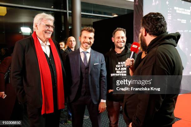 Peter Simonischek, Edin Hasanovic and Moritz Bleibtreu attend the 'Nur Gott kann mich richten' Screening at Cubix Alexanderplatz on January 25, 2018...