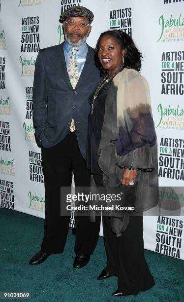 Actor Samuel L. Jackson and wife LaTanya Richardson Jackson attend 'Artists For A New South Africa Jabulani 20th Anniversary Celebration' at The...