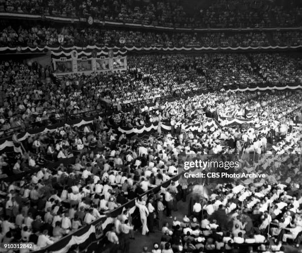 Radio covers the 1944 Republican National Convention, in the Chicago Stadium, Chicago, Illinois. June 27, 1944.