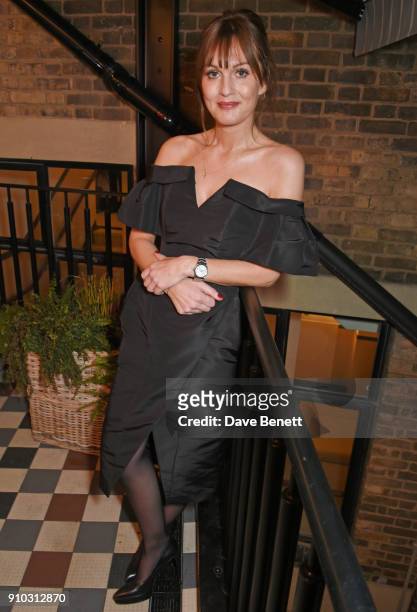 Teresa Tarmey attends the launch of her new 'at home facial system' at Mortimer House, sponsored by CIROC, on January 25, 2018 in London, England.