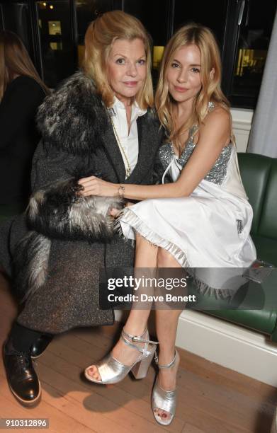 Sienna Miller and mother Jo Miller attend the launch of Teresa Tarmey's new 'at home facial system' at Mortimer House, sponsored by CIROC, on January...