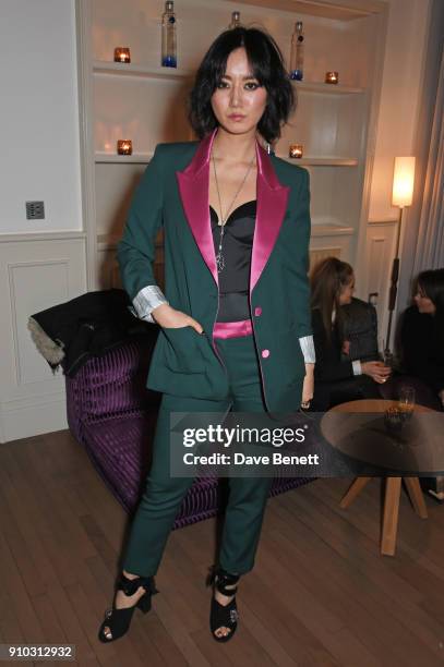 Betty Bachz attends the launch of Teresa Tarmey's new 'at home facial system' at Mortimer House, sponsored by CIROC, on January 25, 2018 in London,...