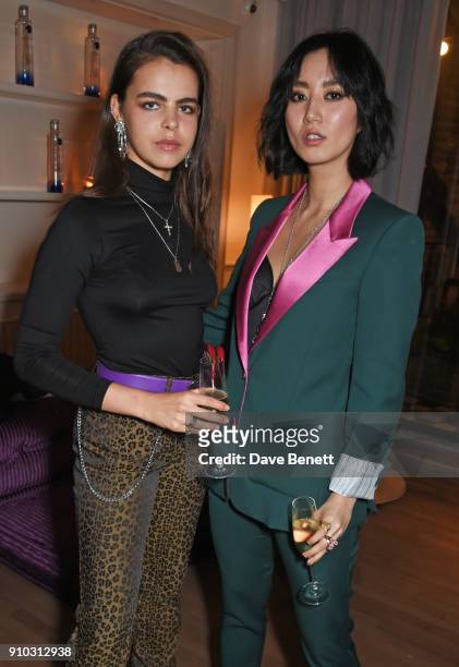Bee Beardsworth and Betty Bachz attend the launch of Teresa Tarmey's new 'at home facial system' at Mortimer House, sponsored by CIROC, on January...