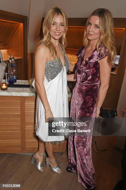 Sienna Miller and Annabelle Wallis attend the launch of Teresa Tarmey's new 'at home facial system' at Mortimer House, sponsored by CIROC, on January...