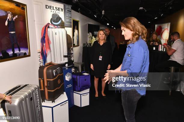 Brandi Carlile with Delsey products in the gifting lounge at the 60th Annual GRAMMY Awards MusiCares Person Of The Year at Radio City Music Hall on...