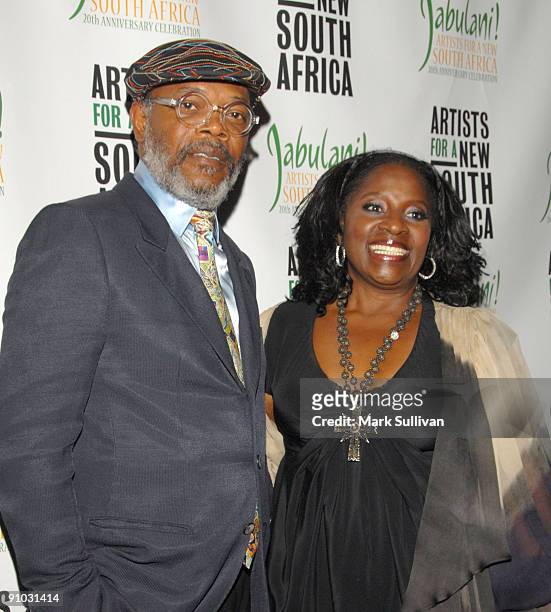 Actors Samuel L. Jackson and LaTanya Richardson arrive at the Artists For A New South Africa's Jabulani Celebration at The Wiltern on September 22,...