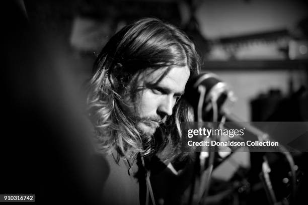 Lukas Nelson of the rock and roll band "Lukas Nelson and the Promise of the Real" performs onstage at a houseparty on November 29, 2013 in Topanga,...