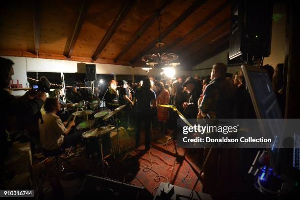 Lukas Nelson of the rock and roll band "Lukas Nelson and the Promise of the Real" performs onstage at a houseparty on November 29, 2013 in Topanga,...