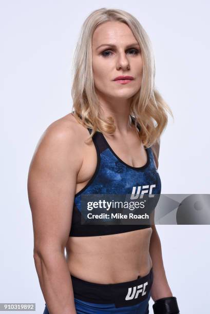 Justine Kish of Russia poses for a portrait during a UFC photo session on January 24, 2018 in Charlotte, North Carolina.