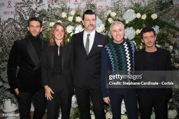 Arnaud Valois, Adele Haenel, a guest, Robin Campillon and Nahuel Perez Biscayart attend attends the 16th Sidaction as part of Paris Fashion Week on...