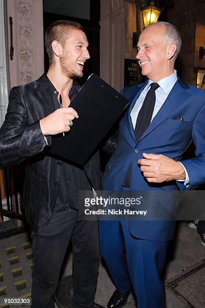 Actor and model, Alex Pettyfer and designer Richard James attend the opening of the Kinder Aggugini & Camilla Lowther Flash Boutique during London...