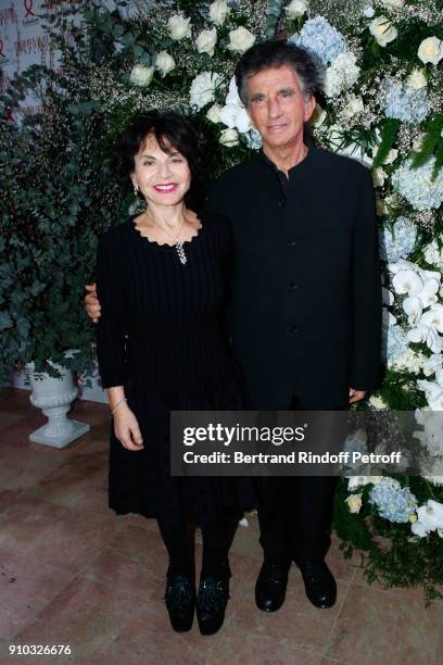 Jack lang and his wife Monique attend the 16th Sidaction as part of Paris Fashion Week on January 25, 2018 in Paris, France.