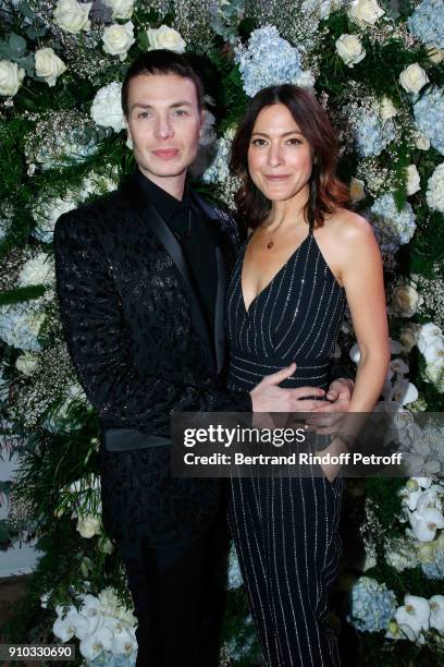 Maxime Simoens and Keren Ann attend the 16th Sidaction as part of Paris Fashion Week on January 25, 2018 in Paris, France.