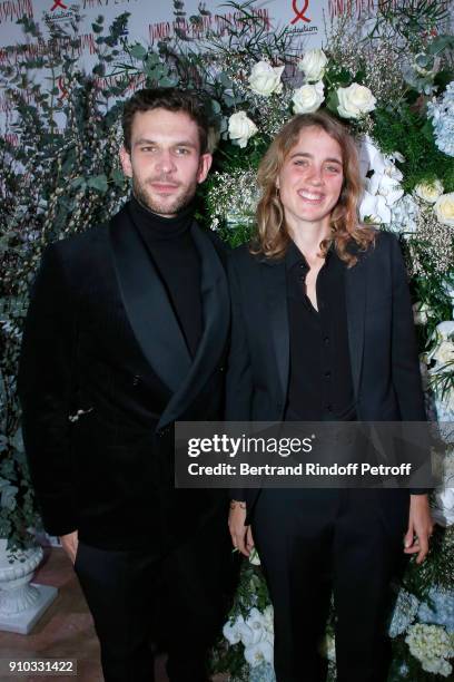 Arnaud Valois and Adele Haenel attend the 16th Sidaction as part of Paris Fashion Week on January 25, 2018 in Paris, France.