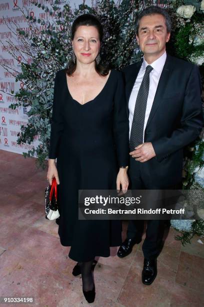 French Health Minister Agnes Buzyn and her husband professor Yves Levy attend the 16th Sidaction as part of Paris Fashion Week on January 25, 2018 in...