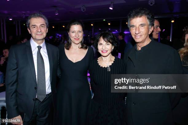 French Health Minister Agnes Buzyn with her husband professor Yves Levy and Jack lang with his wife Monique attend the 16th Sidaction as part of...