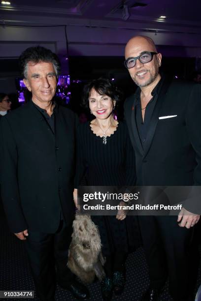 Jack Lang, his wife Monique and Pascal Obispo attend the 16th Sidaction as part of Paris Fashion Week on January 25, 2018 in Paris, France.