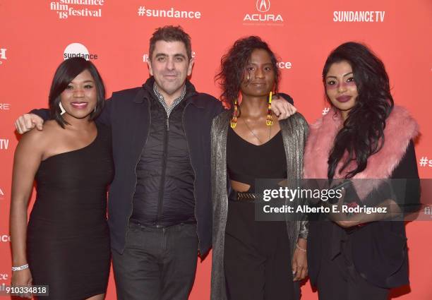 Dorothy Cuyler, director Eugene Jarecki, Carla Cuylear and Natasha Cuylear attend "The King" Premiere during the 2018 Sundance Film Festival at The...