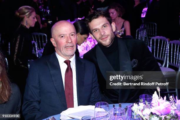 Jacques Audiard and Arnaud Valois attend the 16th Sidaction as part of Paris Fashion Week on January 25, 2018 in Paris, France.