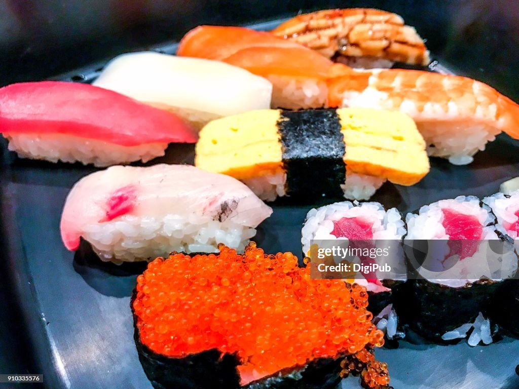 Sushi lunch meal close up