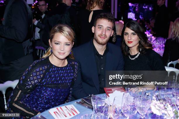 Virginie Efira, a guest and Geraldine Nakache attend the 16th Sidaction as part of Paris Fashion Week on January 25, 2018 in Paris, France.