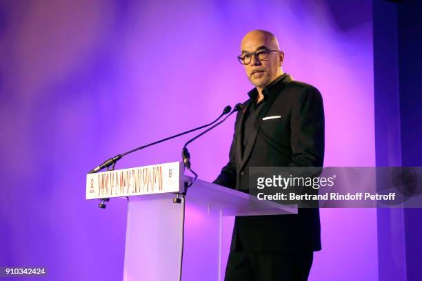 Pascal Obispo presents the 16th Sidaction as part of Paris Fashion Week on January 25, 2018 in Paris, France.