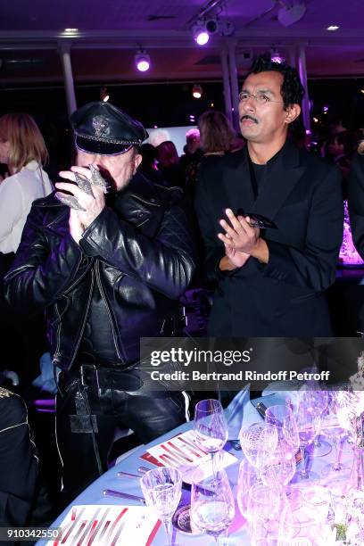 Peter Marino and Haider Ackermann pay tribute to Pierre Berge during the 16th Sidaction as part of Paris Fashion Week on January 25, 2018 in Paris,...