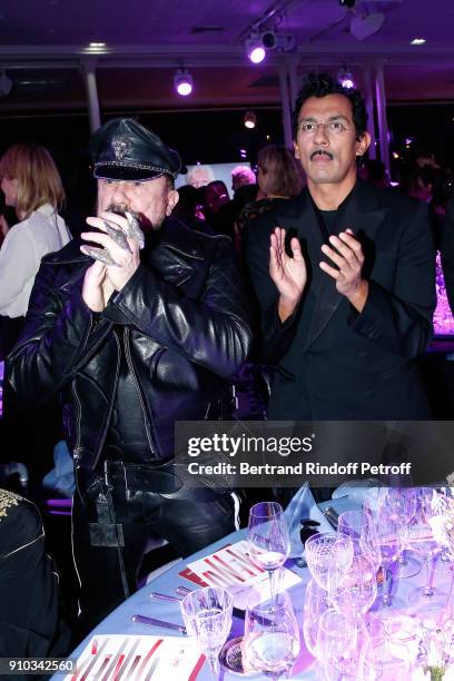 Peter Marino and Haider Ackermann pay tribute to Pierre Berge during the 16th Sidaction as part of Paris Fashion Week on January 25, 2018 in Paris,...