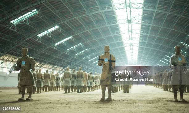 the terra-cotta warriors, xi'an, shaanxi, china - terracotta warriors stock pictures, royalty-free photos & images