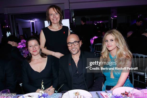 French Health Minister Agnes Buzyn, Director of France programs for the association Sidaction, Florence Thune, Pascal Obispo and his wife Julie...