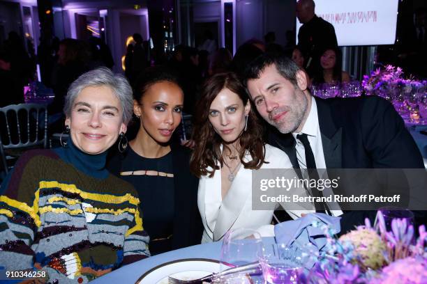 Elisabeth Quin, Sonia Rolland, Aymeline Valade and Jalil Lespert attend the 16th Sidaction as part of Paris Fashion Week on January 25, 2018 in...