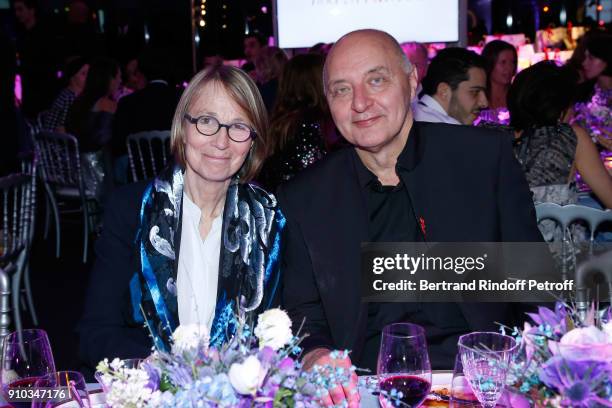 French Ministre of Culture Francoise Nyssen and Executive Chairman of the Federation of Haute Couture and Fashion, Pascal Morand attend the 16th...