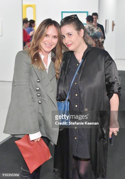 Collector Sheryl Amster and gallerist Lauri Firstenberg at OPENING NIGHT | ART LOS ANGELES CONTEMPORARY, 9TH EDITION at Barkar Hangar on January 25,...