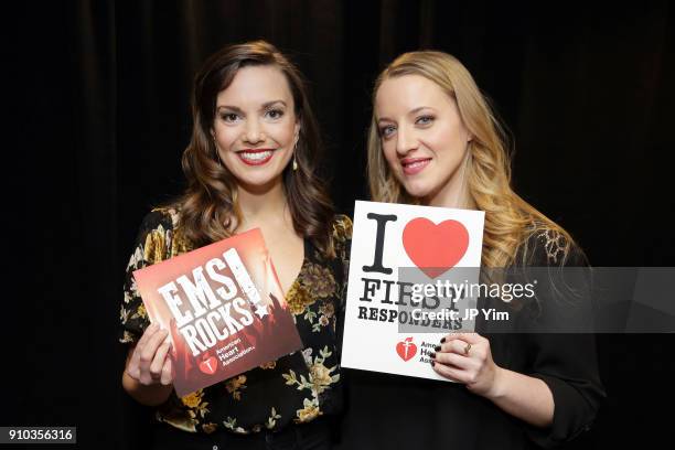 Actors Kara Lindsay and Abby Mueller attend the GRAMMY Gift Lounge during the 60th Annual GRAMMY Awards at Madison Square Garden on January 25, 2018...