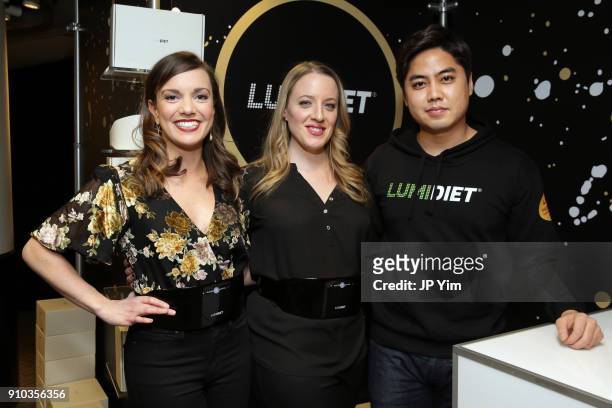Actors Kara Lindsay and Abby Mueller attend the GRAMMY Gift Lounge during the 60th Annual GRAMMY Awards at Madison Square Garden on January 25, 2018...
