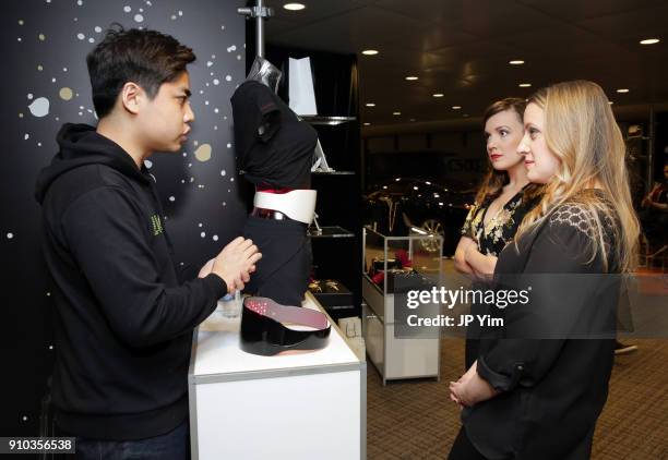 Actors Abby Mueller and Kara Lindsay attend the GRAMMY Gift Lounge during the 60th Annual GRAMMY Awards at Madison Square Garden on January 25, 2018...