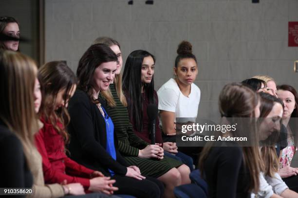 Elizabeth Vargas interviews 19 of the women making their victim impact statements at the Larry Nasser trial from Lansing Community College in Lansing...