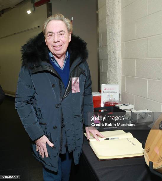 Composer/writer Andrew Lloyd Webber with the GRAMMY Charities Signings during the 60th Annual GRAMMY Awards at Madison Square Garden on January 25,...