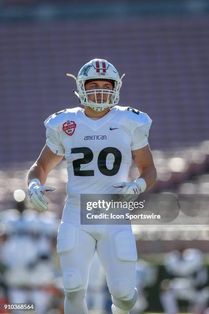 American fullback Austin Ramesh from Wisconsin during the NFLPA Collegiate Bowl on Saturday, January 20 at the Rose Bowl in Pasadena, CA.