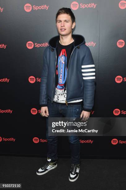 Actor Ansel Elgort attends "Spotify's Best New Artist Party" at Skylight Clarkson on January 25, 2018 in New York City.