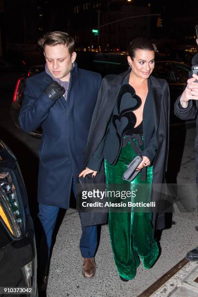 Zandy Reich and Lea Michele are seen arriving at Bowery Hotel on January 25, 2018 in New York, New York.