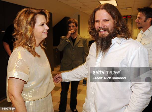 Singer/Songwriter Patty Loveless and Singer/Songwriter Jamey Johnson backstage during the second annual ACM Honors at Schermerhorn Symphony Center on...