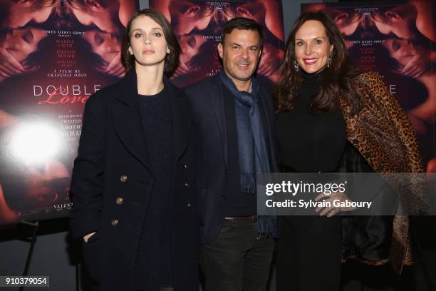 Marine Vacth, Francois Ozon and Clo Cohen attends Cohen Media Group with The Cinema Society host the New York Premiere of "Double Lover" at Quad...