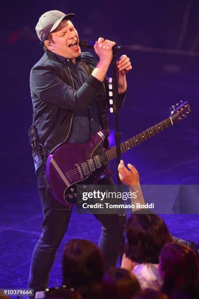 Fall Out Boy performs on stage at the iHeartRadio Album Release Party With Fall Out Boy at the iHeartRadio Theater Los Angeles on January 25, 2018 in...